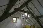 loft electrical wiring in attic roof les guis virlet puy de dome france stand alone renewable energy farm solar panels wind turbines copyright free photo royalty free photo