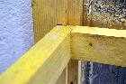 cutting joints lets in wood beams upright vertical les guis virlet puy de dome france stand alone renewable energy farm solar panels wind turbines copyright free photo royalty free photo